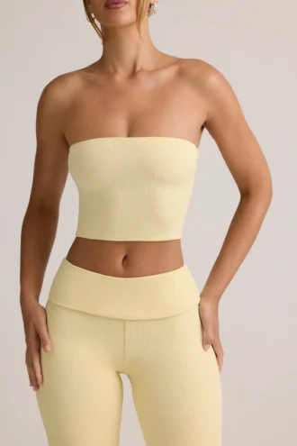 Verna Modal Strapless Crop Top σε κίτρινο χρώμα Buttercream