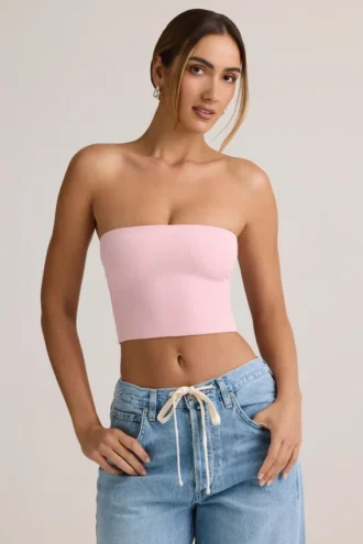 Verna Modal Strapless Crop Top σε ροζ