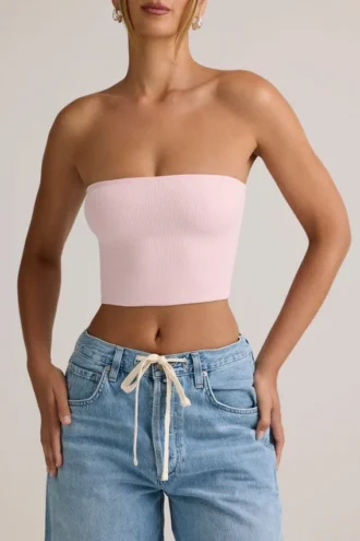 Verna Modal Strapless Crop Top σε ροζ