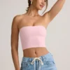 Verna Modal Strapless Crop Top σε ροζ