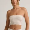 Verna Modal Strapless Crop Top σε ροζ και κίτρινο ριγέ