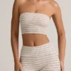 Verna Modal Strapless Crop Top σε ροζ και κίτρινο ριγέ