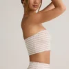 Verna Modal Strapless Crop Top σε ροζ και κίτρινο ριγέ