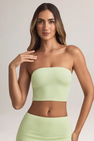 Verna Modal Strapless Crop Top σε Sage Green