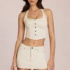 Virella Denim Low-Rise Skort σε χρώμα ιβουάρ Virella Denim Low-Rise Skort σε χρώμα ιβουάρ