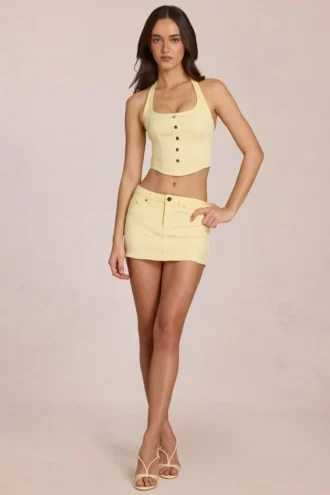 Virella Denim Low-Rise Skort σε χρώμα Lemon Yellow