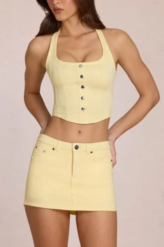 Virella Denim Low-Rise Skort σε χρώμα Lemon Yellow