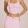 Virella Denim Low-Rise Skort σε ροζ χρώμα Virella Denim Low-Rise Skort σε ροζ χρώμα