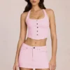 Virella Denim Low-Rise Skort σε ροζ χρώμα Virella Denim Low-Rise Skort σε ροζ χρώμα
