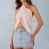 Virelle Halterneck Open-Front Μπλούζα σε χρώμα ιβουάρ Virelle Halterneck Open-Front Μπλούζα σε χρώμα ιβουάρ