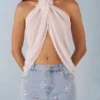 Virelle Halterneck Open-Front Μπλούζα σε χρώμα ιβουάρ Virelle Halterneck Open-Front Μπλούζα σε χρώμα ιβουάρ