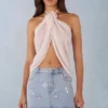 Virelle Halterneck Open-Front Μπλούζα σε χρώμα ιβουάρ Virelle Halterneck Open-Front Μπλούζα σε χρώμα ιβουάρ