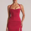 Vita Longline Halterneck Μπλούζα σε χρώμα Cherry Red Vita Longline Halterneck Μπλούζα σε χρώμα Cherry Red
