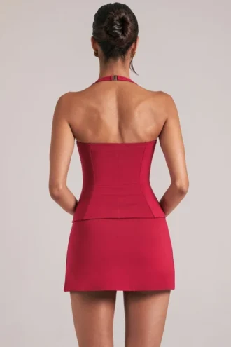 Vita Longline Halterneck Μπλούζα σε χρώμα Cherry Red