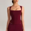 Vivee Modal Square-Neck Μπλούζα σε χρώμα Wine