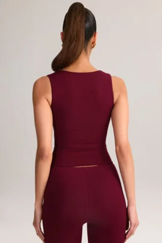 Vivee Modal Square-Neck Μπλούζα σε χρώμα Wine