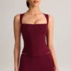 Vivee Modal Square-Neck Μπλούζα σε χρώμα Wine