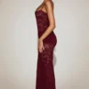 Wintra Διαφανές δαντελένιο φόρεμα με τετράγωνο λαιμό και πτυχώσεις σε μπορντό χρώμα Wintra Διαφανές δαντελένιο φόρεμα με τετράγωνο λαιμό και πτυχώσεις σε μπορντό χρώμα