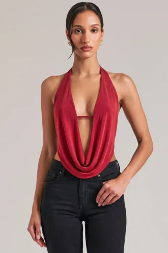 Zenna Draped Cowl Μπλούζα σε κερασί