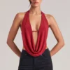 Zenna Draped Cowl Μπλούζα σε κερασί