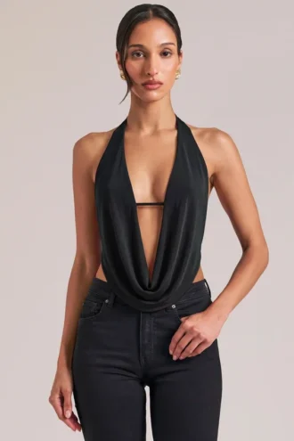 Zenna Draped Cowl Μπλούζα σε μαύρο