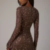 Zeta Sheer Embellished Long Sleeve A-Line Μίνι Φορέμα σε χρώμα Deep Cocoa Zeta Sheer Embellished Long Sleeve A-Line Μίνι Φορέμα σε χρώμα Deep Cocoa