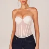 Zoa Bandeau Lace-Up Corset Top σε χρώμα ιβουάρ Zoa Bandeau Lace-Up Corset Top σε χρώμα ιβουάρ