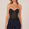Zoa Bandeau Lace-Up Corset Top  σε μαύρο