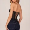 Zoa Bandeau Lace-Up Corset Top  σε μαύρο