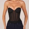 Zoa Bandeau Lace-Up Corset Top  σε μαύρο