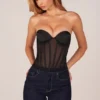 Zoa Bandeau Lace-Up Corset Top  σε μαύρο