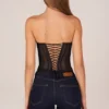 Zoa Bandeau Lace-Up Corset Top  σε μαύρο